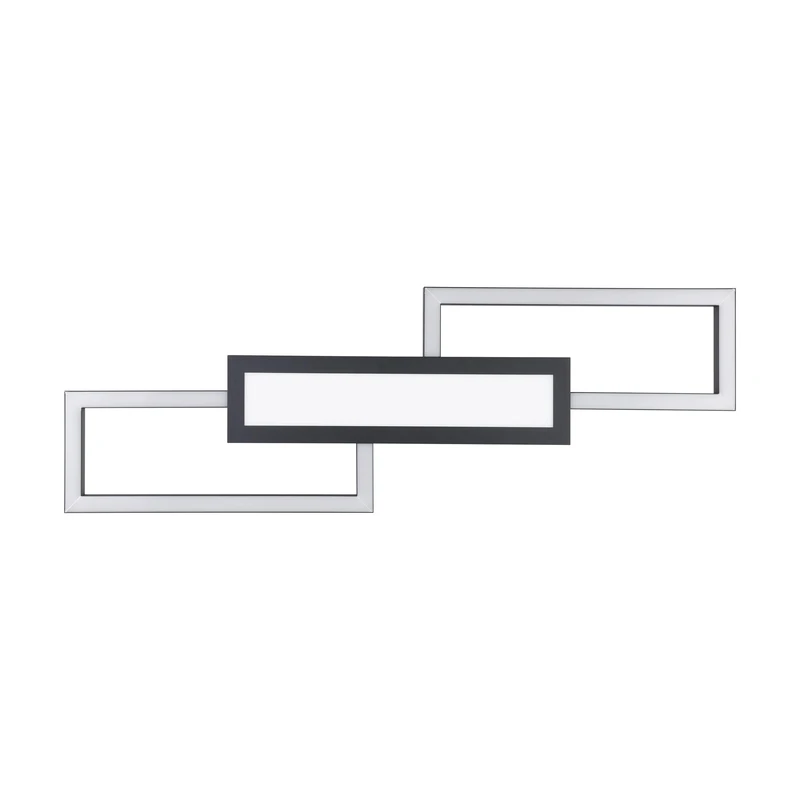 Eglo LED Flush Ceiling Light Fitting Monirote, Minimalistic Lighting with Remote Control, dimmable Living Room and Kitchen lamp Made of Black Metal and White Plastic, Warm - Cool White, 31"