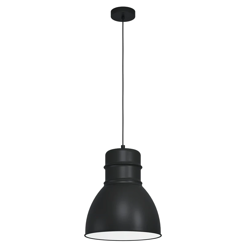 Eglo Pendant Lighting Ebury, Ceiling Light Fitting in Industrial and Scandinavian Style Made of Black and White Metal, Hanging lamp for Dining and Living Room, E27 Socket