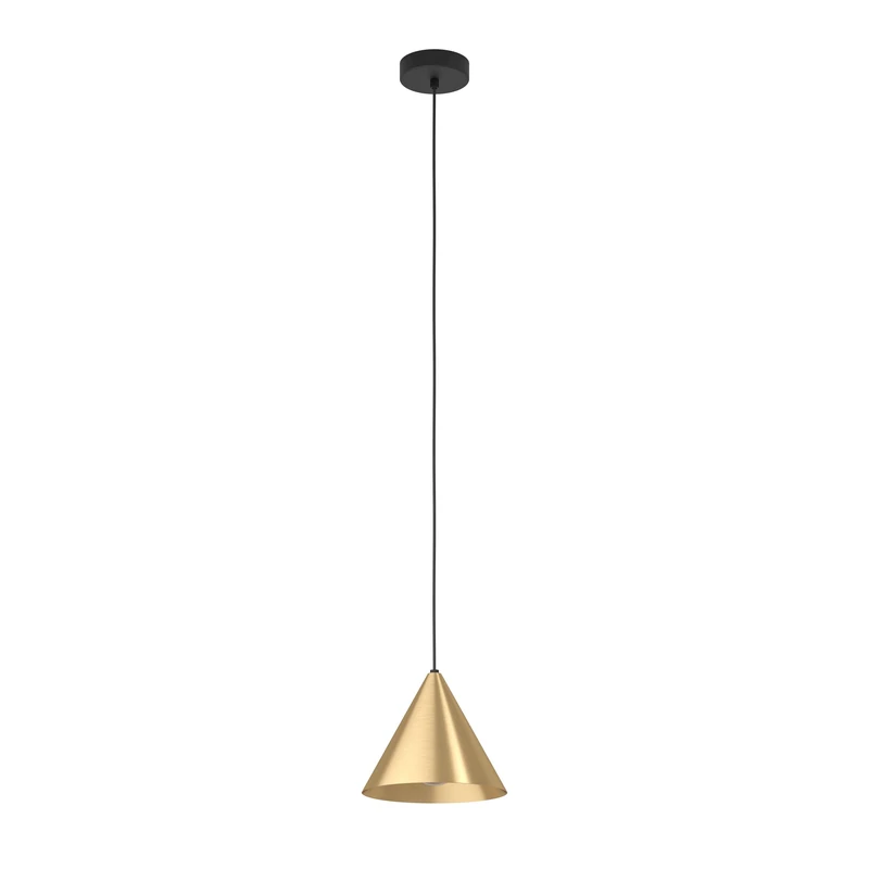Eglo Pendant Lighting Narices, Minimalist Ceiling Light Fitting Made of Brushed Brass, Black and Golden Metal Hanging lamp for Dining and Living Room, E27 Socket