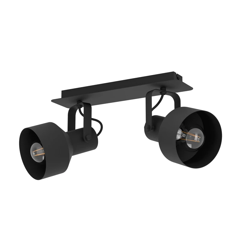 Eglo Ceiling Light Casibare, 2 lamp Lighting Made of Black Metal, Living Room and Bedroom spotlights, E27 Socket