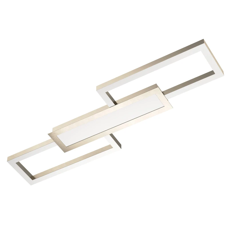 Eglo LED Flush Ceiling Light Fitting Monirote, Minimalistic Lighting with Remote Control, dimmable Living Room and Kitchen lamp Made of Satin Nickel Metal and White Plastic, Warm - Cool White, 31"