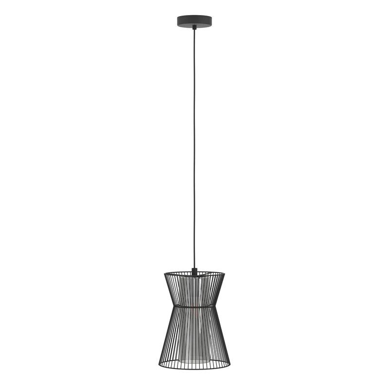 Eglo Pendant Lighting Maseta, Ceiling Light Fitting Made of Black Metal and Smoked Glass, Hanging lamp for Dining and Living Room, E27 Socket