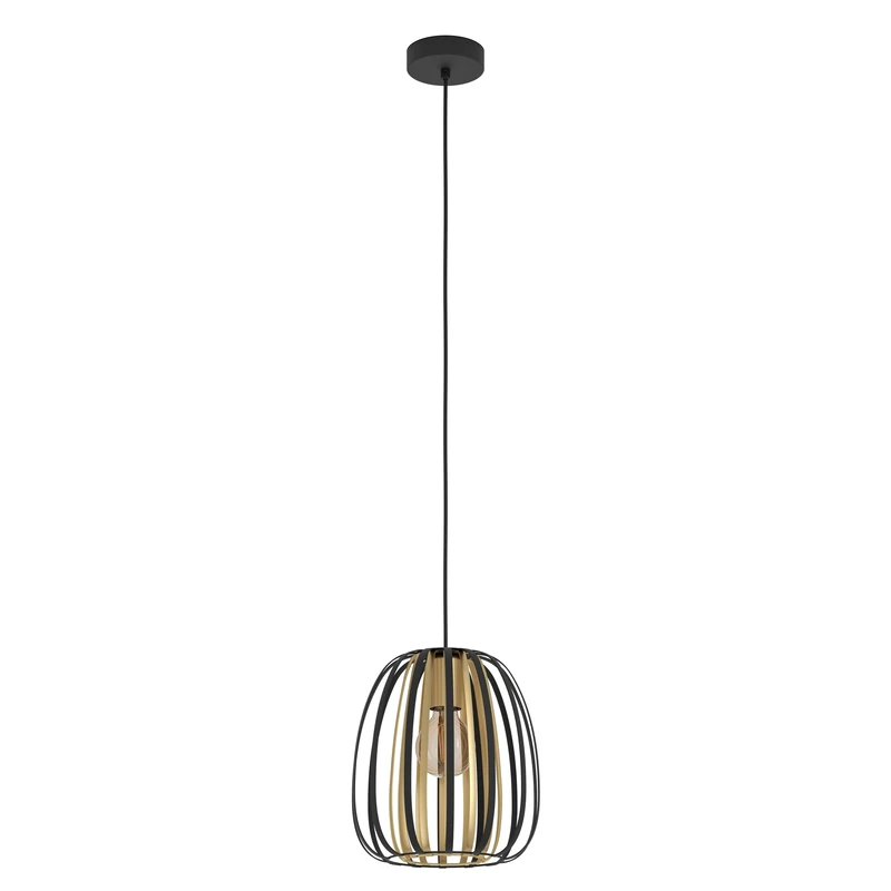 Eglo Pendant Lighting Encinitos, Ceiling Light Fitting Made of Black Metal and Brushed Brass, Hanging lamp for Dining and Living Room, E27 Socket, Ø 10 inches