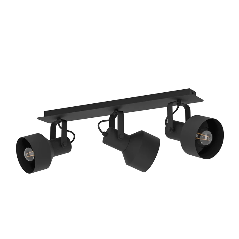 Eglo Ceiling Light Casibare, 3 lamp Lighting Made of Black Metal, Living Room and Bedroom spotlights, E27 Socket