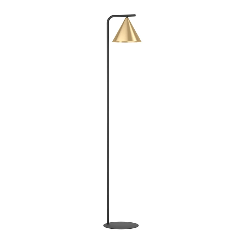 Eglo Floor lamp Narices, Minimalist Standing Light Made of Brushed Brass Metal, Golden and Black Living Room Lighting with Foot Switch, E27 Socket
