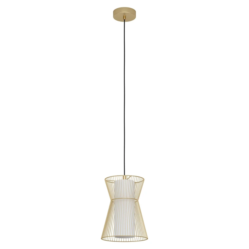 Eglo Pendant Lighting Maseta, Ceiling Light Fitting Made of Golden Metal and Opal matt Glass, White Hanging lamp for Dining and Living Room, E27 Socket