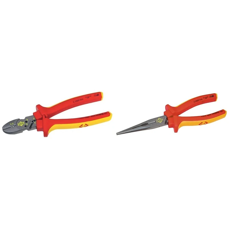 C.K T39071-3180 Redline VDE Combicutter3MAX 180mm & "C.K 39076 Snipe Nose Pliers, 200 mm - 8""", 431014