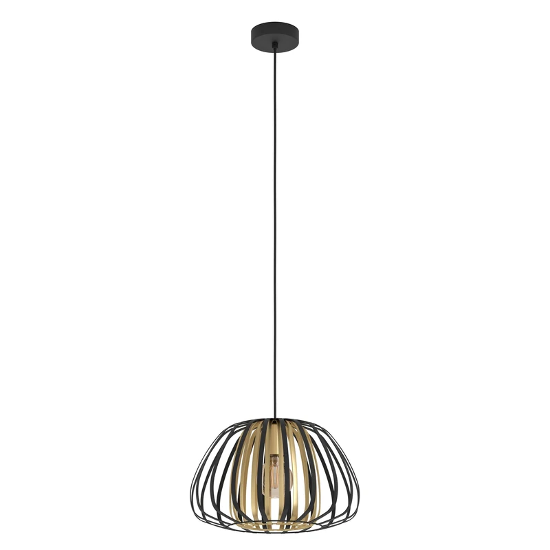 Eglo Pendant Lighting Encinitos, Ceiling Light Fitting Made of Black Metal and Brushed Brass, Hanging lamp for Dining and Living Room, E27 Socket, Ø 15 inches