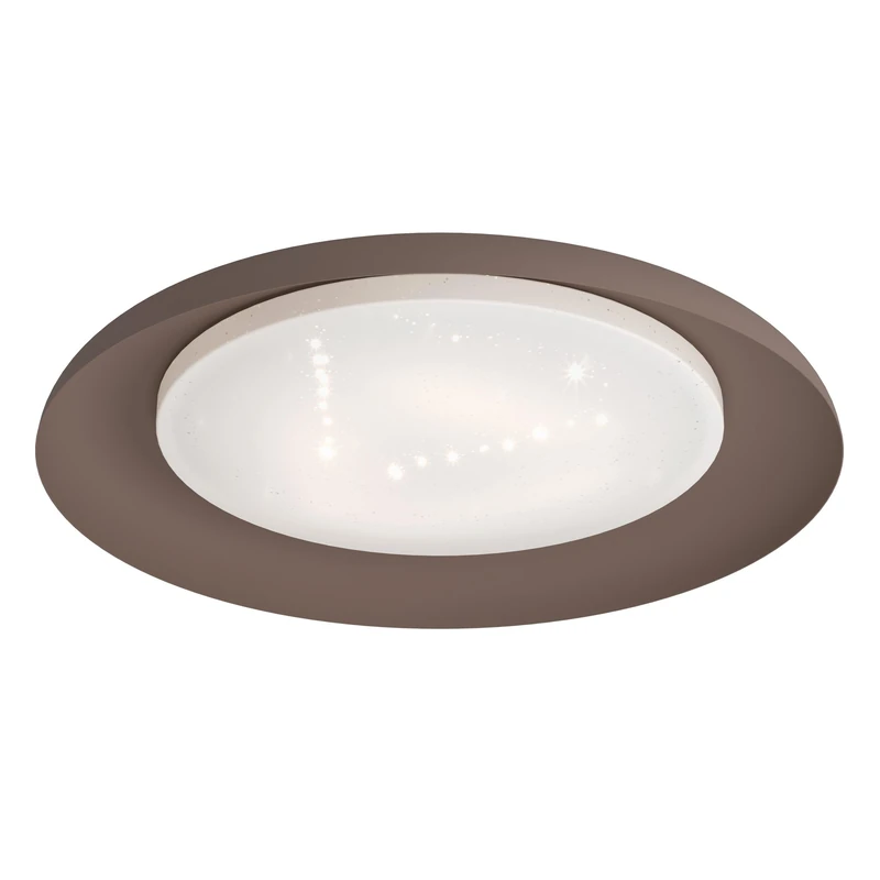 Eglo Crystal Flush Ceiling Light Penjamo, LED Lighting Made of Metal in Mocha Colour and White Plastic, Warm White Living Room, Bedroom and Hallway lamp