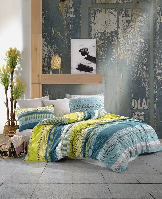 Questo Casa Ranforce Double Duvet Cover Set 100% Cotton, Duvet Cover: 200 x 220 cm, Flat Sheet: 240 x 260 cm, Pillowcase: 50 x 70 cm (2 Pieces)