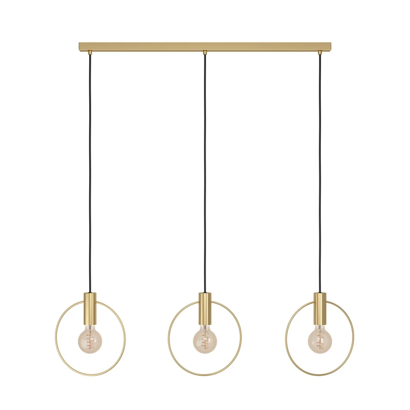 Eglo Pendant Lighting Manizales, 3 Bulb Elegant and Minimalist Ceiling Light Fitting Made of Brass, Metal Hanging lamp for Dining and Living Room, E27 Socket