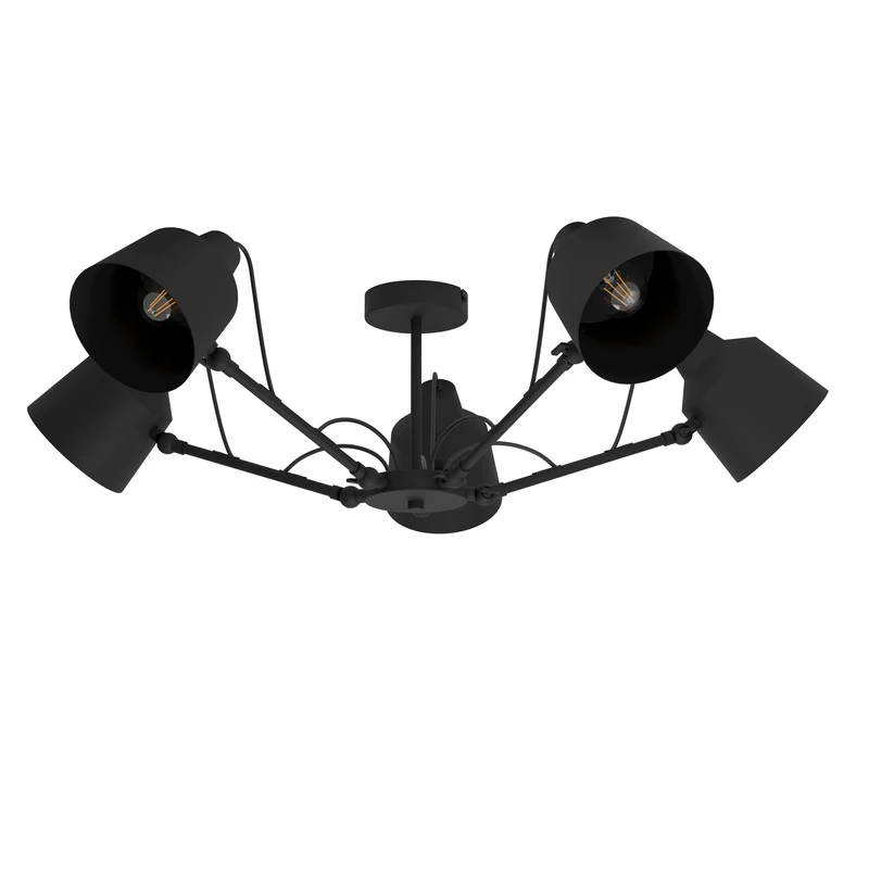 Eglo Ceiling Light Basurtu, Nordic Lighting with 5 spotlights, Black Metal Spider lamp for Living Room and Bedroom, E27 Socket