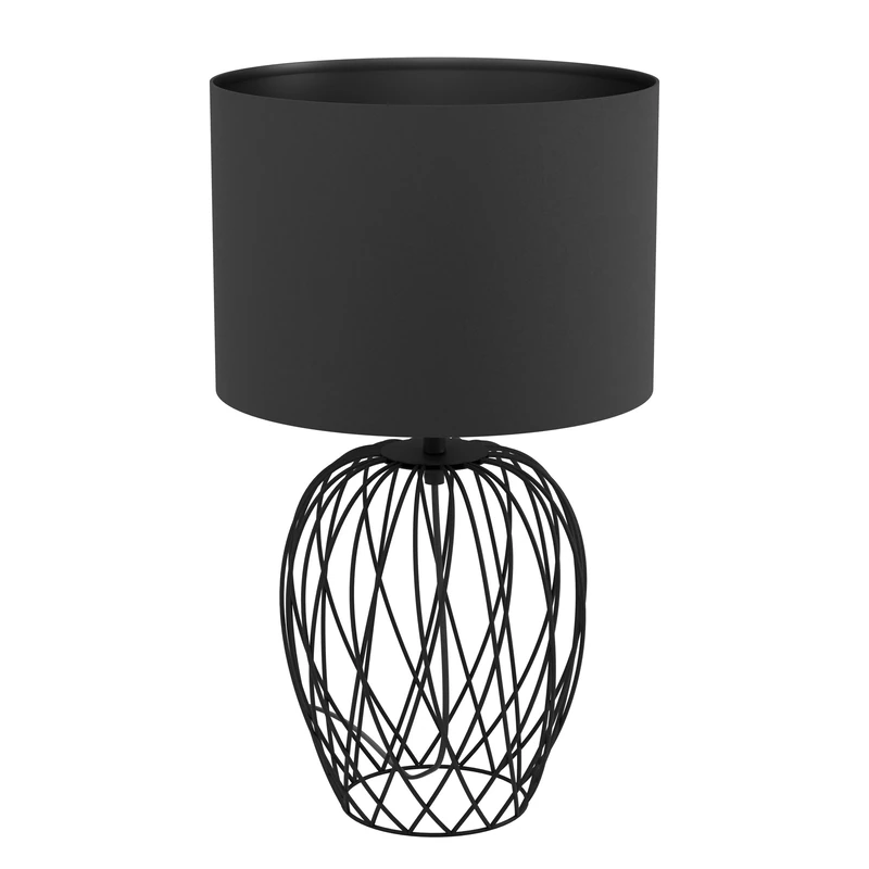 EGLO Bedside lamp Nimlet, Scandinavian and Monochrome Style Table Light Made of Black Fabric and Metal, Living Room Lighting with Switch, E27 Socket