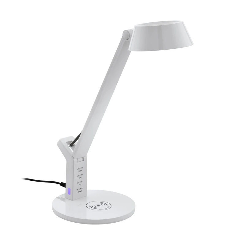 Eglo LED Desk lamp Banderalo, dimmable Bedside Table Light with QI Wireless Charger, Warm White, Neutral White, Cool White, White Plastic Office Lighting
