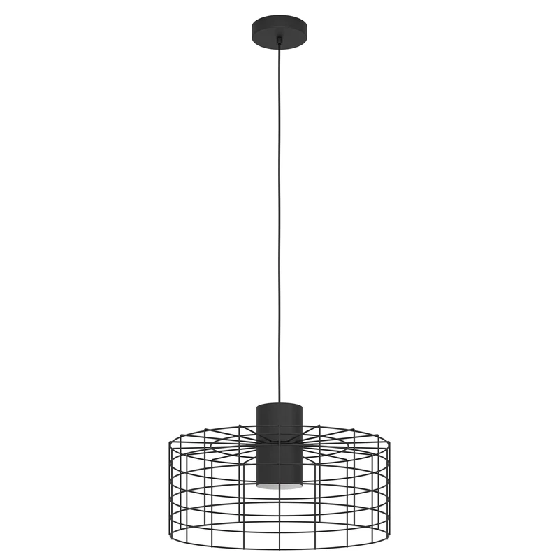 Eglo Pendant Lighting Milligan, Industrial Ceiling Light Fitting Made of Black and White Metal, Hanging lamp for Dining and Living Room, E27 Socket, Ø 43 inches