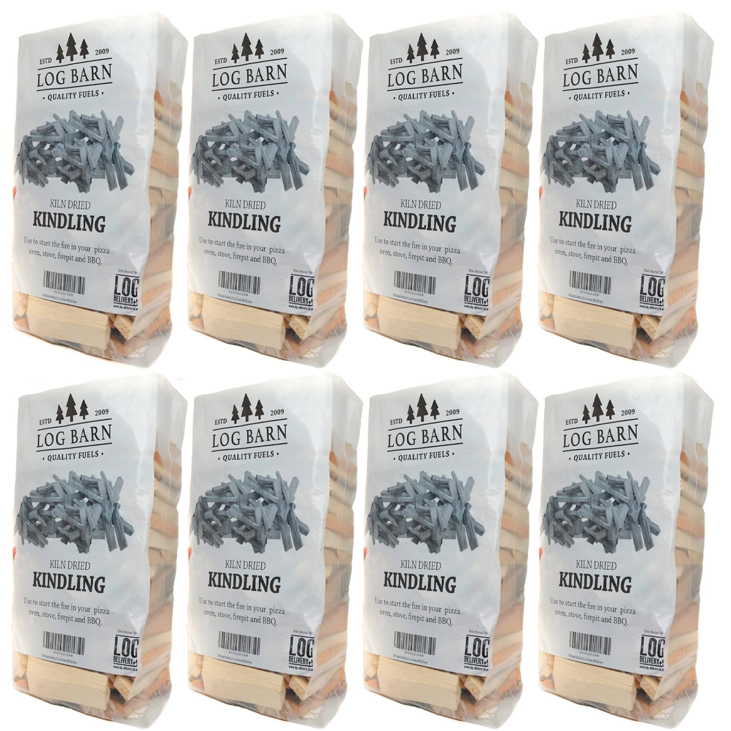 Log Barn Kiln-Dried Kindling Wood for Wood Burner – approx. 20kg (8 x 15l Bags) | Bumper Pack Kindling Sticks for Log Burners, Fire Pits, Pizza Ovens & Open Fires - Ideal for Home & Commercial Use