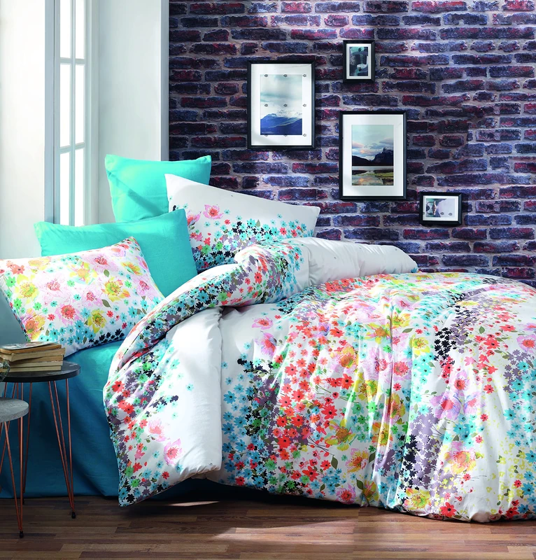 Questo Casa Ranforce Double Duvet Cover Set 100% Cotton, Duvet Cover: 200 x 220 cm, Flat Sheet: 240 x 260 cm, Pillowcase: 50 x 70 cm (2 Pieces) - Image 1