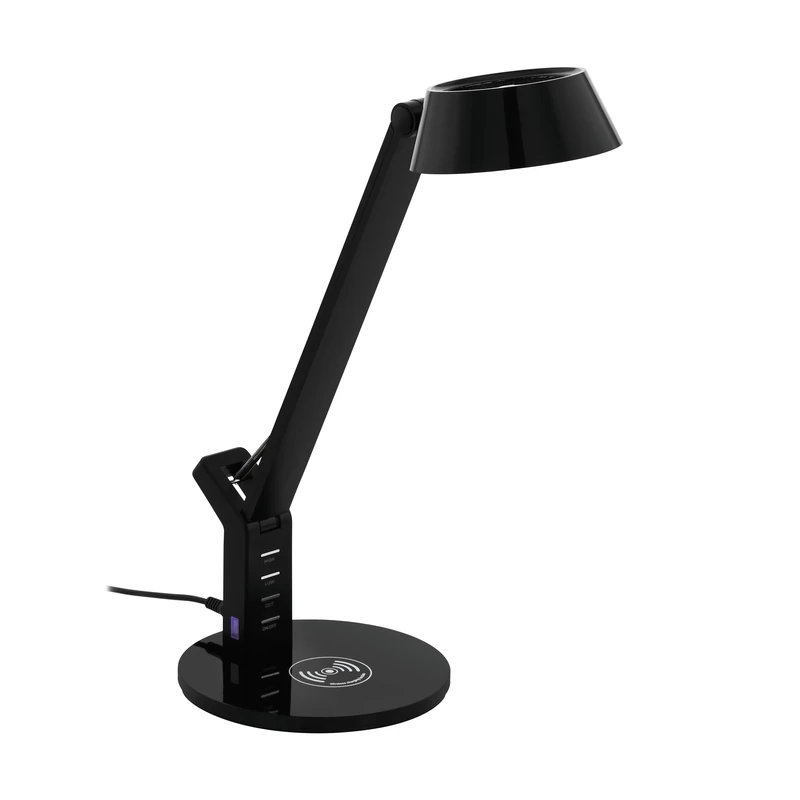 Eglo LED Desk lamp Banderalo, dimmable Bedside Table Light with QI Wireless Charger, Warm White, Neutral White, Cool White, Black Plastic Office Lighting