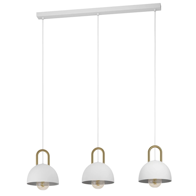 Eglo Pendant Lighting Calmanera, 3 Bulb Ceiling Light Fitting Made of White Metal and Brushed Brass, Hanging lamp for Dining and Living Room, E27 Socket