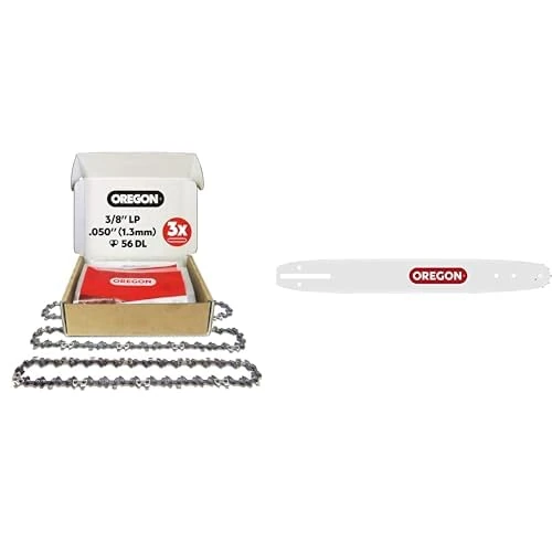 Oregon 3-Pack Chainsaw Chain for 16-Inch (40 cm) Bar -56 Drive Links & 16" Chainsaw Guide Bar, A041 Mount, .050" Gauge, 3/8" Low Profile Pitch (160SDEA041)