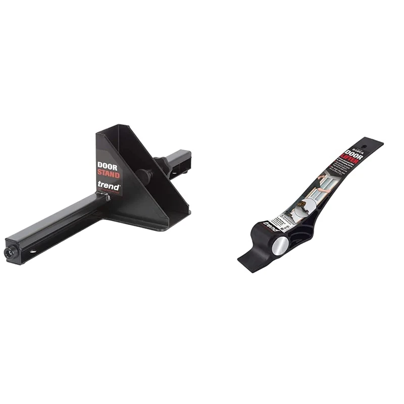 Trend D/Stand/A D Stand Carpentry Tool for Hinge and Door Installation, Black, 32-55mm & D Foot-Operated Door Lifter for Carpenters and Carpet Laying, Black, 38mm Lift