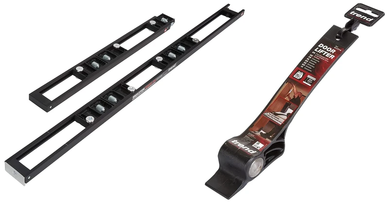 Trend H C 2-Piece Hinge Jig Skeleton in Case, Black & D Foot-Operated Door Lifter for Carpenters and Carpet Laying, Black, 38mm Lift
