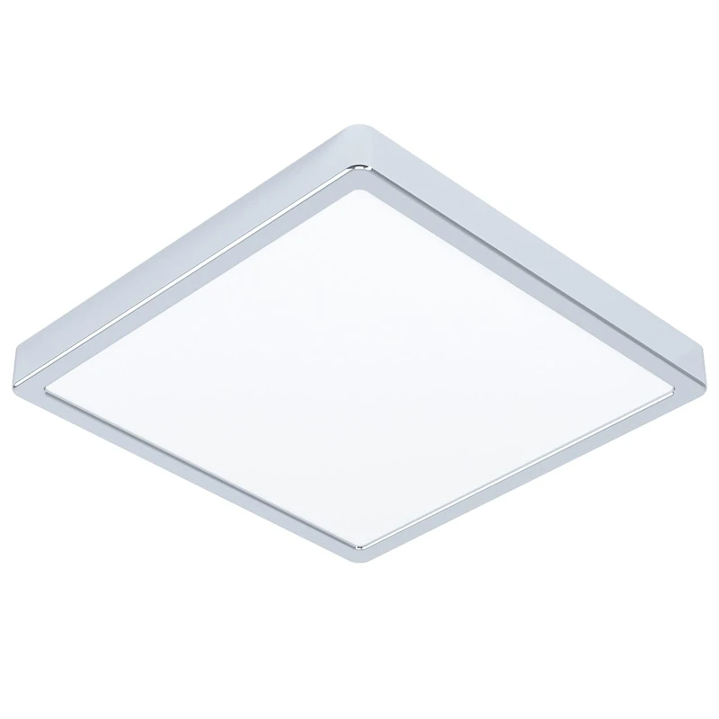 Eglo LED Flush Ceiling Light Fueva 5, 11 inches, Square Bathroom Lighting Made of Metal in Chrome Colour and White Plastic, Neutral White lamp, IP44