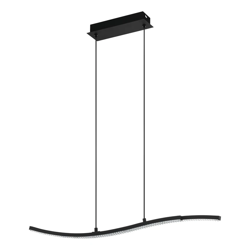 Eglo LED Pendant Lighting Lejias, Elegant Ceiling Light Fitting Made of Black Metal and Transparent Plastic Crystal, Hanging lamp for Dining and Living Room, Warm White