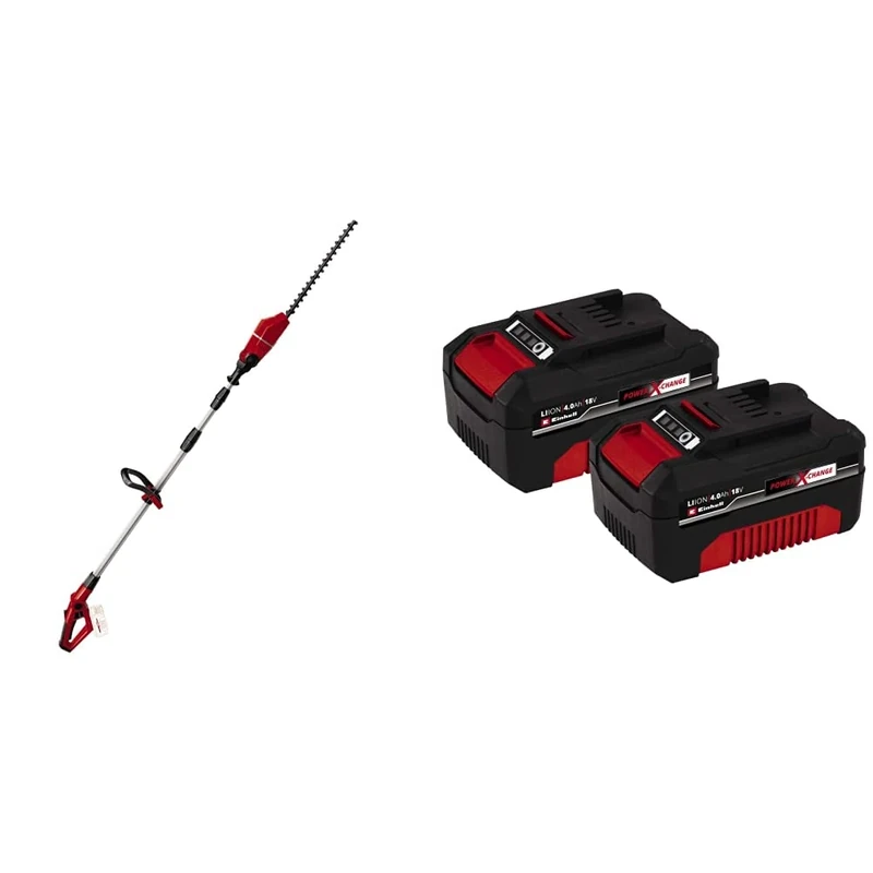 Einhell GE-HH 18/45 Li T Power X-Change Cordless Telescopic Hedge Shears & 4511489 Battery, red, Black