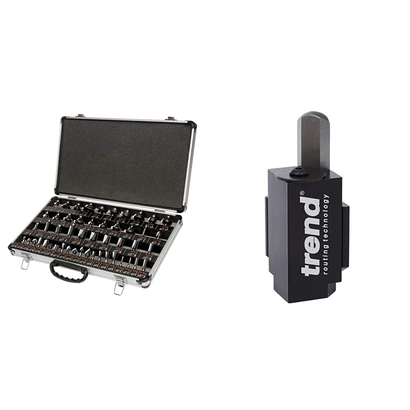 Trend SET/SS50X1/4TC Starter Cutter Set 50Pcs & C Corner Wood Chisel for Square Hinge and Lock Face Fitting, Black, 70mm