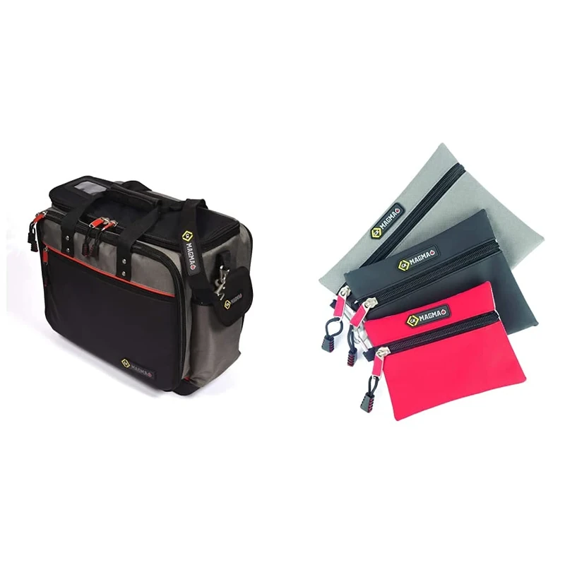 C.K Magma MA2639 Technician's MAX Toolcase, Black/Grey/Red, 500 x 260 x 380 mm & MA2740 3 Pocket Pack
