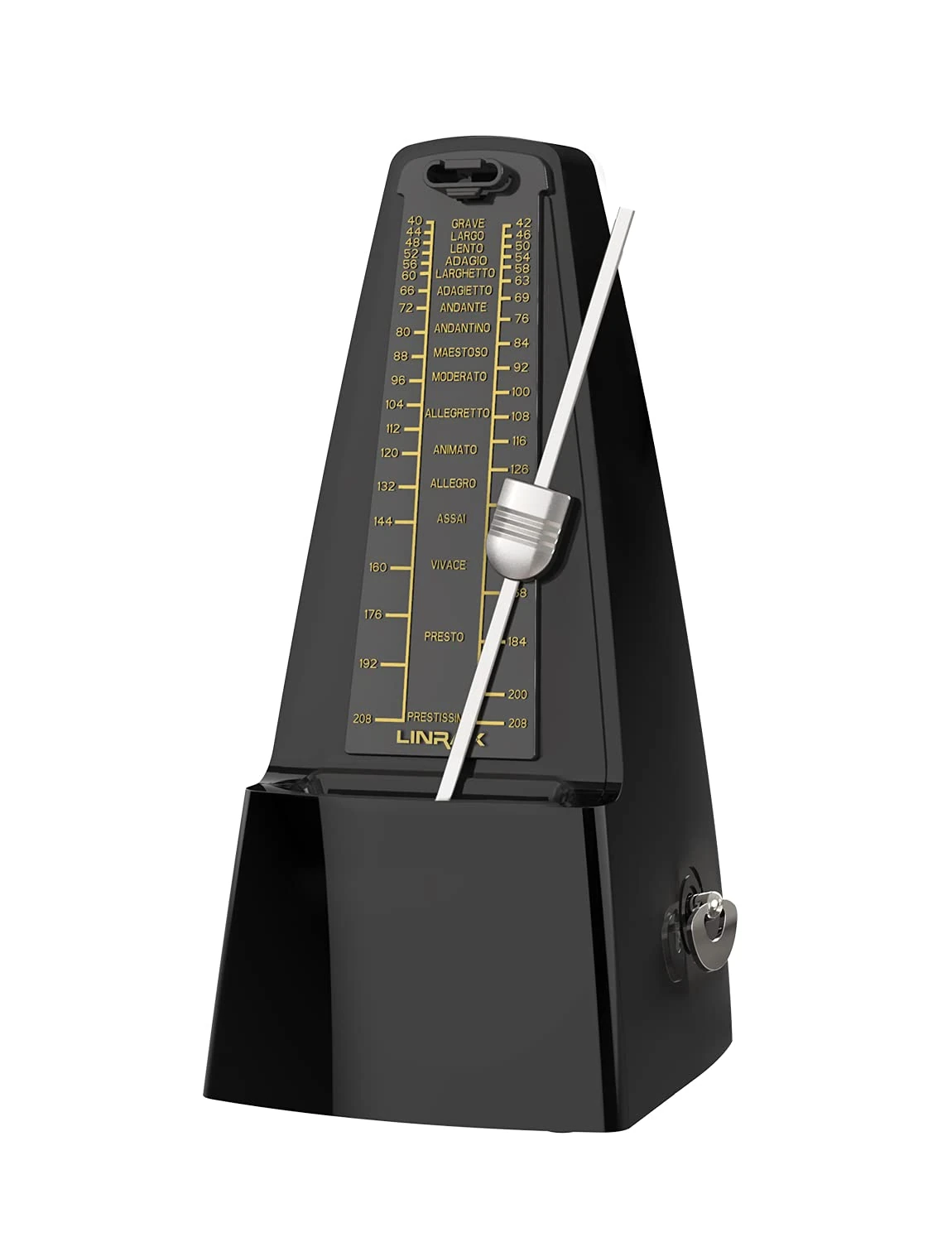 Linrax M1 Mechanical Metronome for Piano Guitar Bass Ukulele Drum Violin Cello Saxophone Trumpet and Other Musical Instruments, Track Tempo and Beat, Loud Sound, High Precision, Black