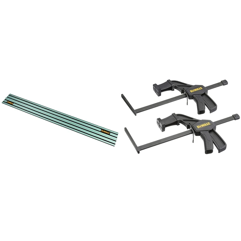 Dewalt DWS5022-XJ Guide Rail for Plunge Saws, 1.5m Length & DWS5026-XJ Plunge Saw Clamp for Guide Rails