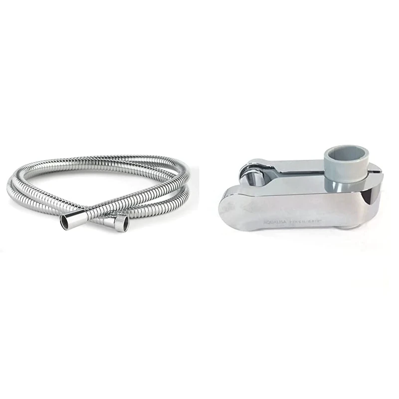 Aqualisa 164516 Shower Hose, 1.5m, Chrome-Plated Stainless Steel, 1.69 in*12.63 in*8.3 in & Pinch Grip Sliding handset Holder - 25mm - Chrome/Grey