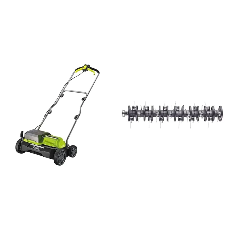 Ryobi RY18SFX35A-0 18V ONE+ Cordless 35cm Brushless Scarifier, 18 V & RAC821 RAC821-35cm 35cm Aerator Roller for AC/DC Scarifier Multicolor