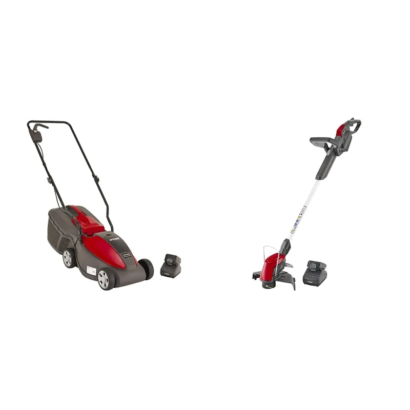 Mountfield Electress 30 Litre Cordless Lawnmower, 30 cm Cutting Width & MTR 20 Litre Cordless Grass Trimmer, For Trimming Corners and Borders, 25 cm Cutting Width, 150 Width