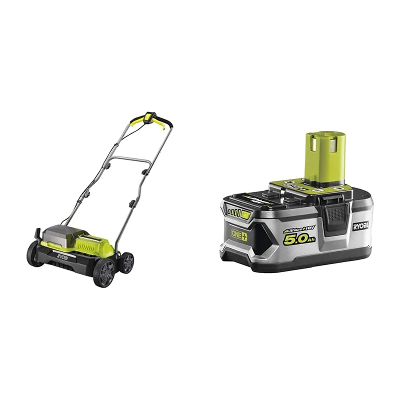 Ryobi RY18SFX35A-0 18V ONE+ Cordless 35cm Brushless Scarifier, 18 V & RB18L50 ONE+ Lithium+ 5.0Ah Battery, 18 V