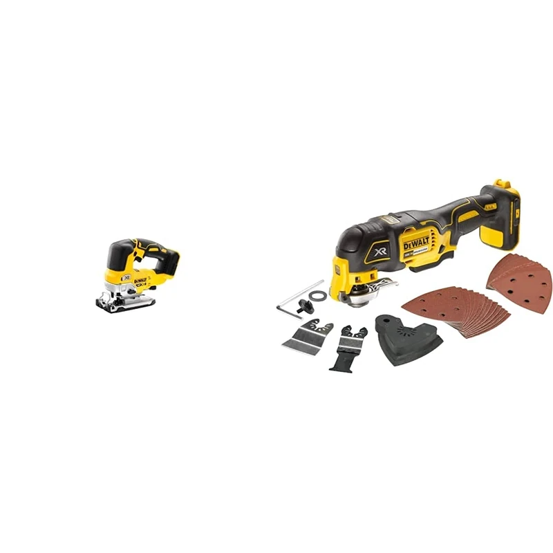 DEWALT DCS334N-XJ Cordless Jigsaw, Yellow & DCS355N-XJ 18V Li-Ion Cordless Brushless Oscillating Multi-Tool