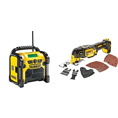 DEWALT DCR020-GB XR Compact FM/DAB+ Radio & DCS355N-XJ 18V Li-Ion Cordless Brushless Oscillating Multi-Tool