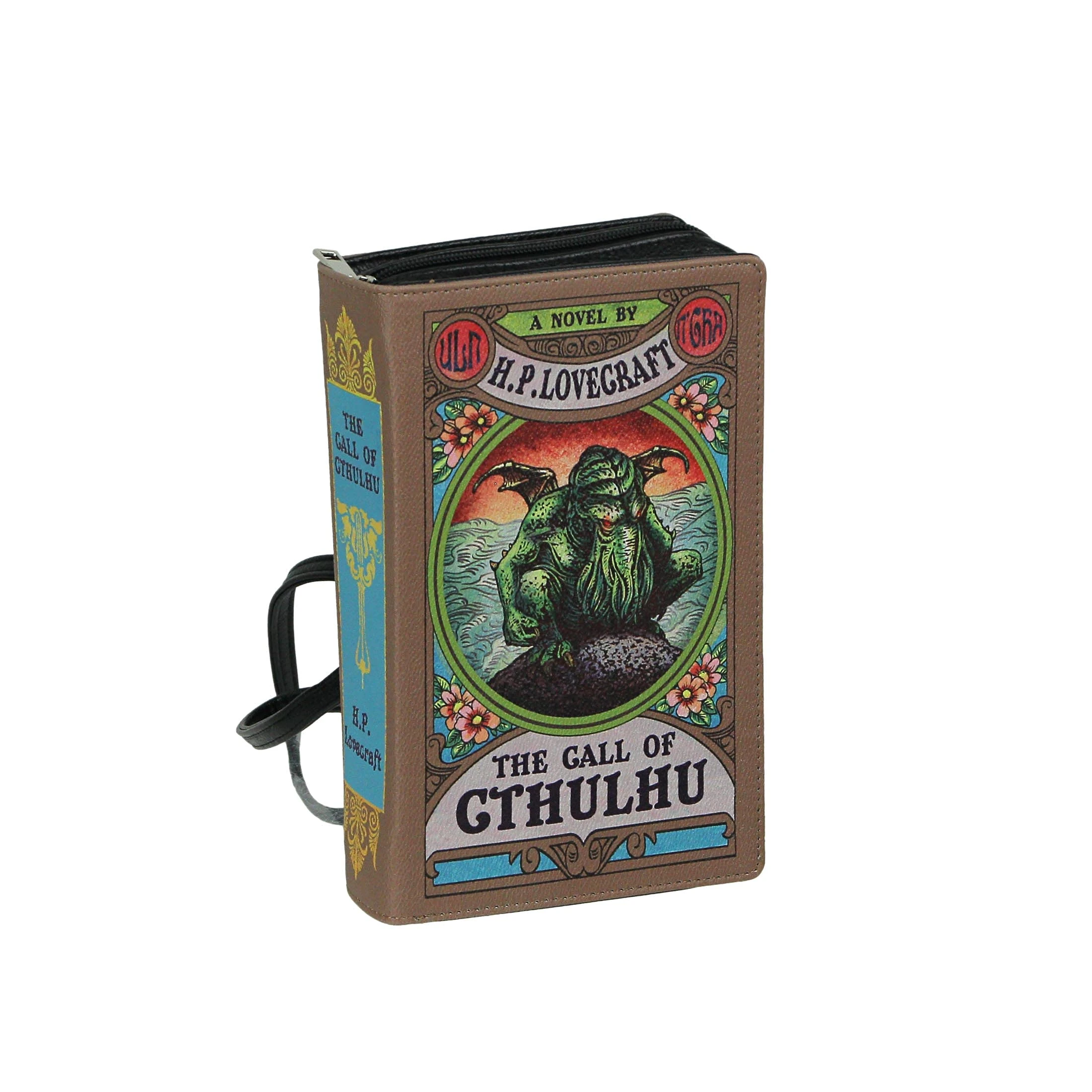 Brown Vinyl The Call Of Cthulhu Lovecraft Book Handbag Novelty Clutch Purse Crossbody Bag