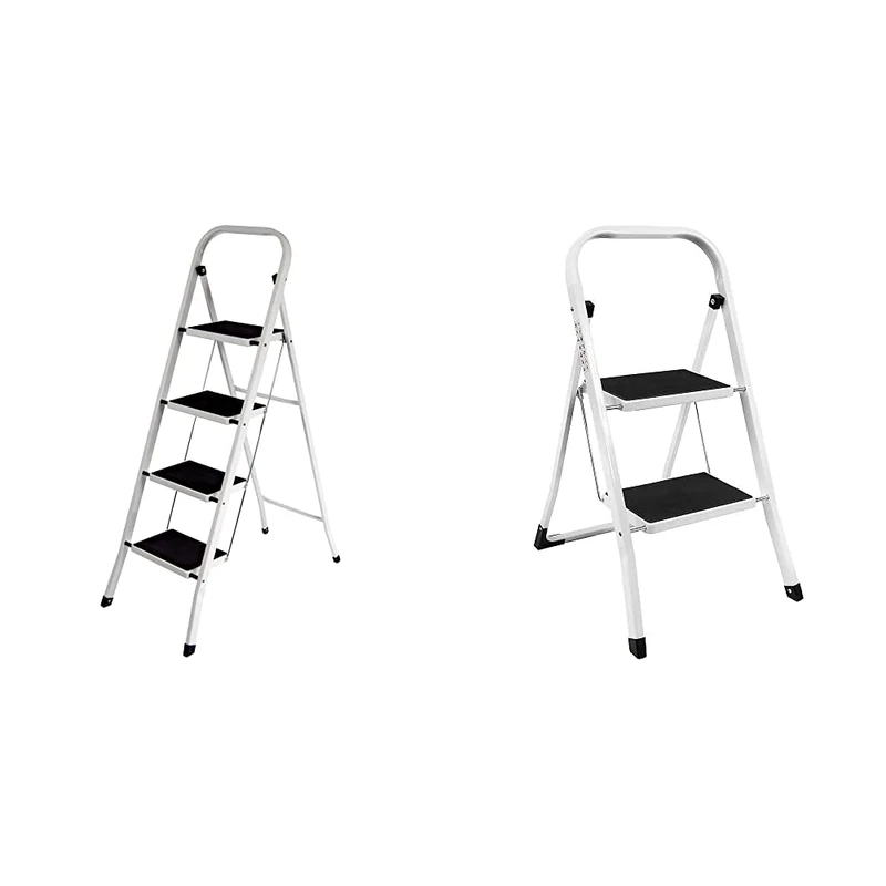 Home Vida 4-Step Steel Portable Folding Heavy Duty Ladder - Multi-Colour & 2-Step Steel Portable Folding Heavy Duty Ladder - Multi-Colour