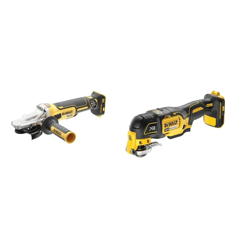 DEWALT DCG405FN-XJ DCG405FN Cordless XR Brushless Flathead Angle Grinder, 18 V, Yellow/Black, 125 mm & DCS355N-XJ 18V Li-Ion Cordless Brushless Oscillating Multi-Tool