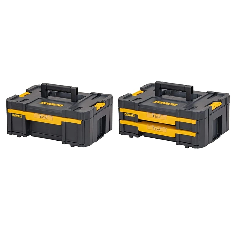 DeWalt DWST1-70705 T-Stak III Tool Storage Box with Drawer, Yellow/Black & DWST1-70706 T-Stak IV Tool Storage Box with 2-Shallow Drawers, Yellow/Black, 7.01 cm*16.77 cm*12.28 cm