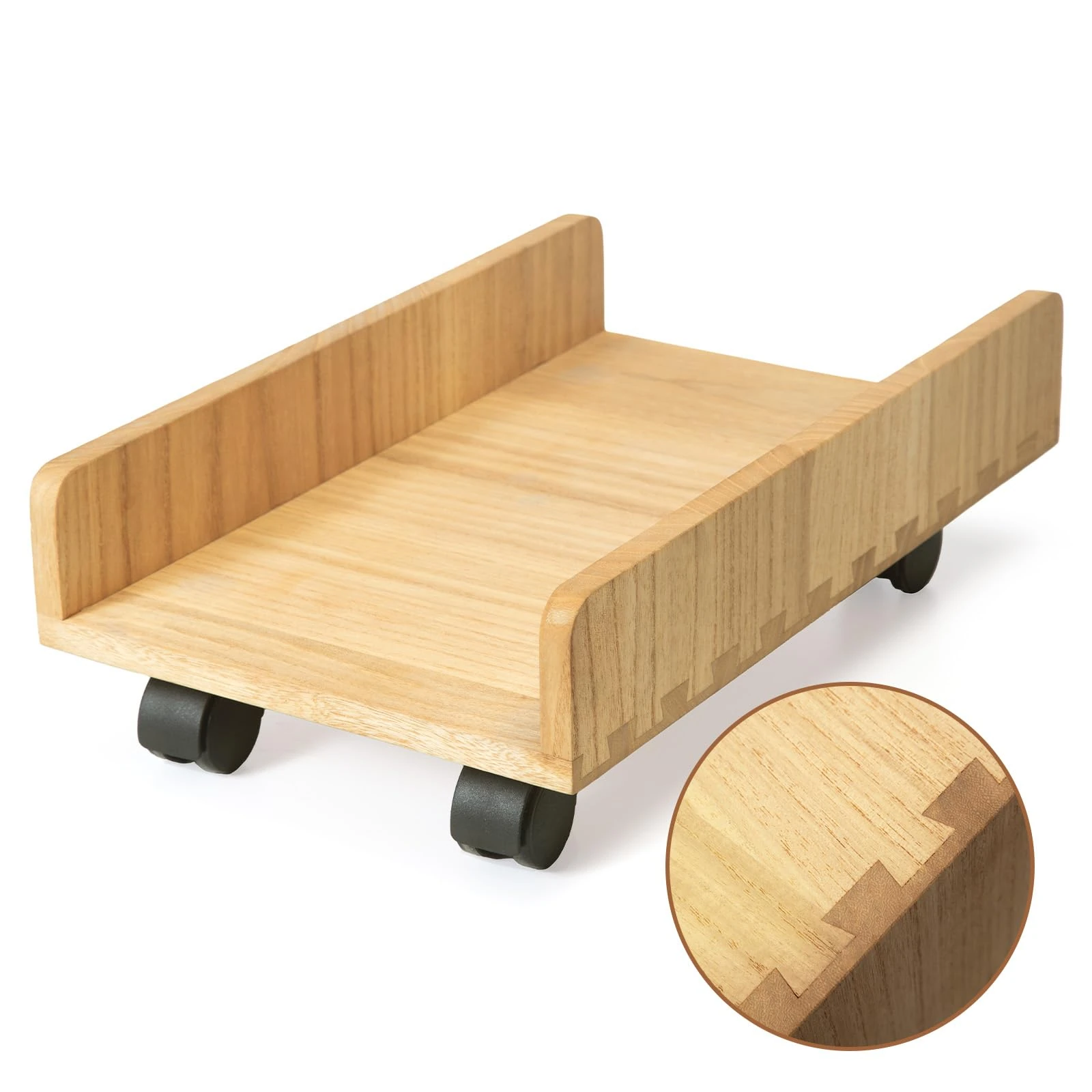 KIRIGEN CPU Stand PC Cart ATX-Case Computer Tower Desktop Case, Mobile Cart Holder with Locking Caster Wheels Natural