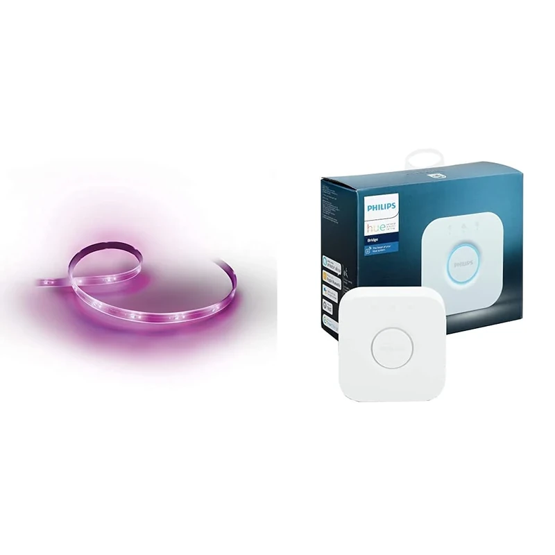 Philips Hue Lightstrip Plus [2m] White & Colour Ambiance Smart LED Kit with Bluetooth + Bridge. Works with Alexa, Google Assistant and Apple Homekit