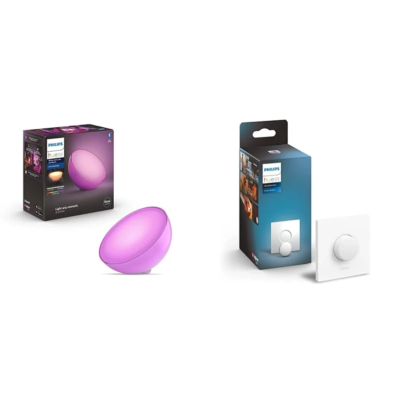 Philips Hue Go 2.0 White & Colour Ambiance Smart Portable Light with Bluetooth + Hue Smart Button. Works with Alexa, Google Assistant and Apple Homekit