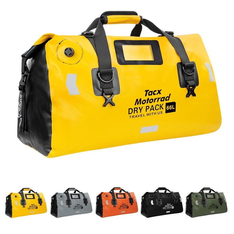 tacxmotorrad 66L Dry Bag Motorcycle Tail Bag Waterproof Duffel Bag Saddle Bag Motorcycle Accessories Travel Luggage Bag for Motorcycles,Camping, Boating, Bicycle(Yellow)
