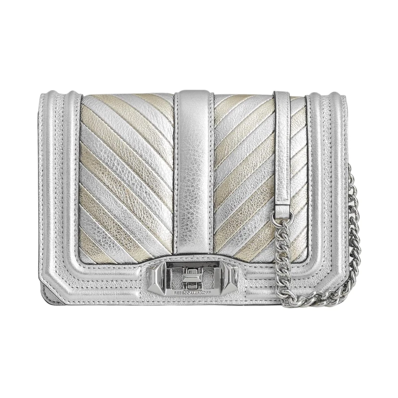 Rebecca Minkoff Women's Chevron Quilted Small Love Crossbody, Multi/Silver, Regular