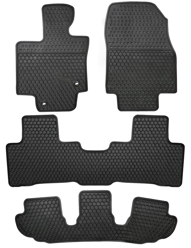 Lwope Car Floor Mats Custom Fit for 2020-2022 Toyota Highlander 7 Seats w/2nd Row Bench or Bucket Seats w/Center Console (No Hybrid) Black Rubber Auto Liner Mats All Weather Protection
