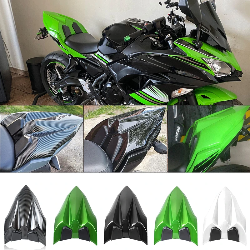 Midimttop Rear Seat Cover Cowl Passenger Pillion Tail Solo Seat Cowl Fairing Compatible with Ka-wa-sa-ki Z650 NINJA 650 Accessories 2017 2018 2019 2020 2021 (Carbon fiber look)